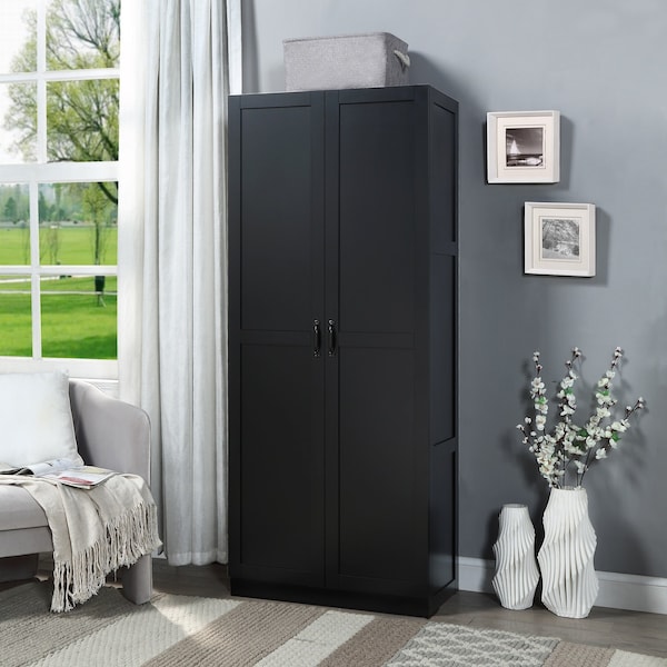 Manhattan Comfort Hopkins Storage Closet 2.0 in Black - 2GLF-BK