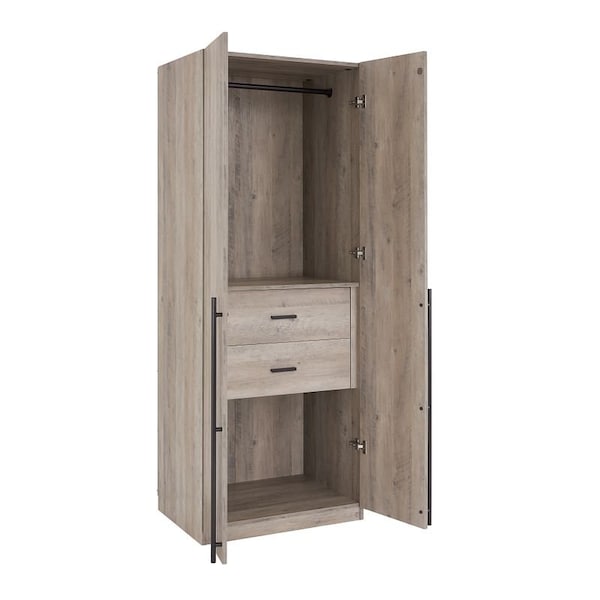 Manhattan Comfort Lee Module Wardrobe 2.0 & 3.0 Closet in Rustic Grey, 2PK - 2-WC0023-GY