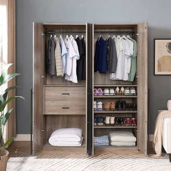 Manhattan Comfort Lee Module Wardrobe 2.0 & 3.0 Closet in Rustic Grey, 2PK - 2-WC0023-GY