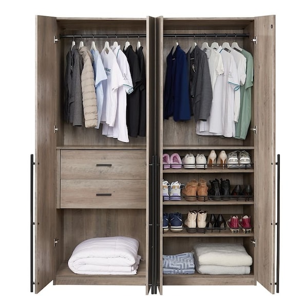 Manhattan Comfort Lee Module Wardrobe 2.0 & 3.0 Closet in Rustic Grey, 2PK - 2-WC0023-GY
