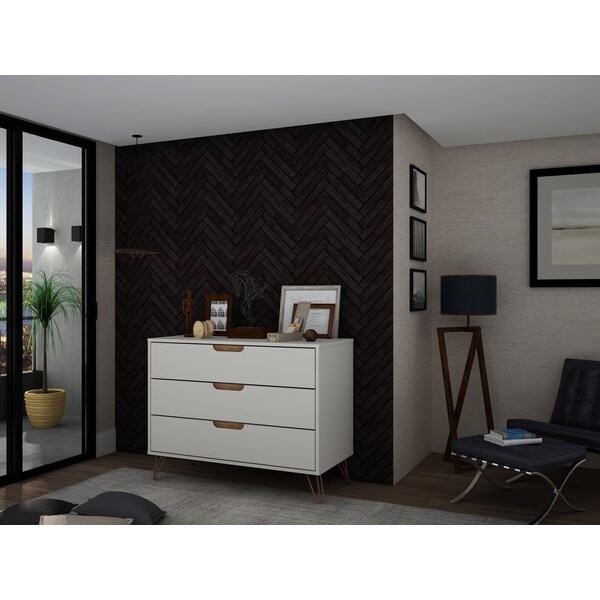 Manhattan Comfort Rockefeller Dresser, Off White and Nature - 103GMC3