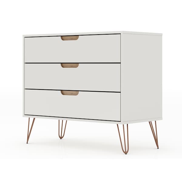 Manhattan Comfort Rockefeller Dresser, Off White and Nature - 103GMC3