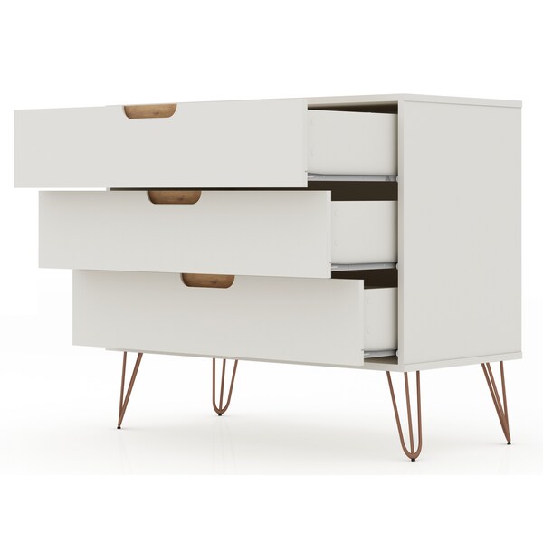 Manhattan Comfort Rockefeller Dresser, Off White and Nature - 103GMC3