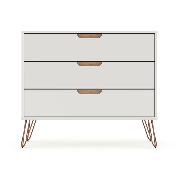Manhattan Comfort Rockefeller Dresser, Off White and Nature - 103GMC3