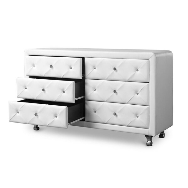 Baxton Studio Luminescence White Faux Leather Upholstered Dresser - 109-5420