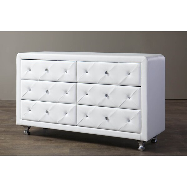 Baxton Studio Luminescence White Faux Leather Upholstered Dresser - 109-5420