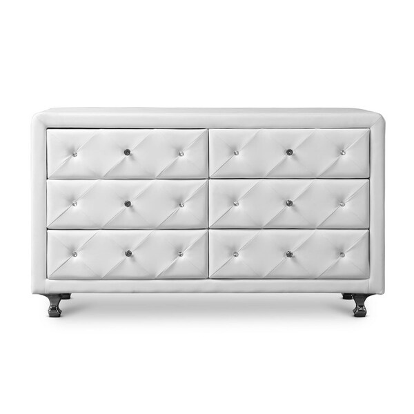 Baxton Studio Luminescence White Faux Leather Upholstered Dresser - 109-5420