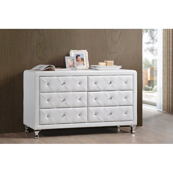 Baxton Studio Luminescence White Faux Leather Upholstered Dresser - 109-5420