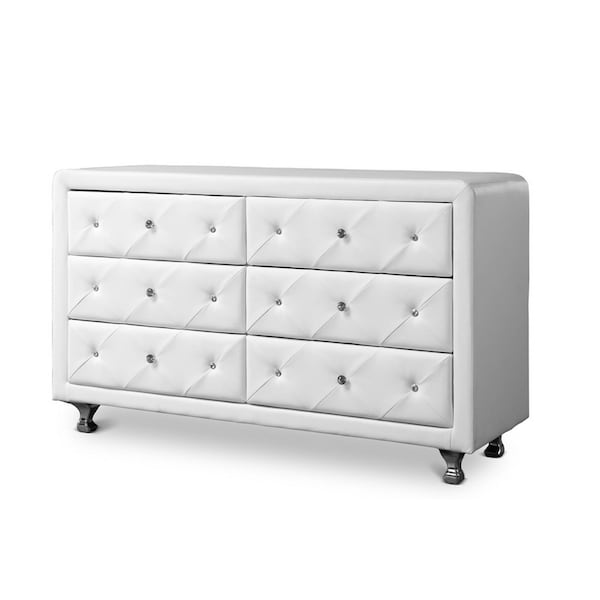 Baxton Studio Luminescence White Faux Leather Upholstered Dresser - 109-5420