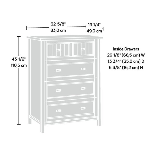 Sauder Costa 4 Drawer Chest Chc , Durable, 1 in. thick top for decor, bedroom items, and more - 429353