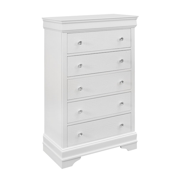 Global Furniture Usa Traditional Glam Croc Pompei Metallic White Chest - 1444
