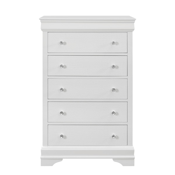 Global Furniture Usa Traditional Glam Croc Pompei Metallic White Chest - 1444