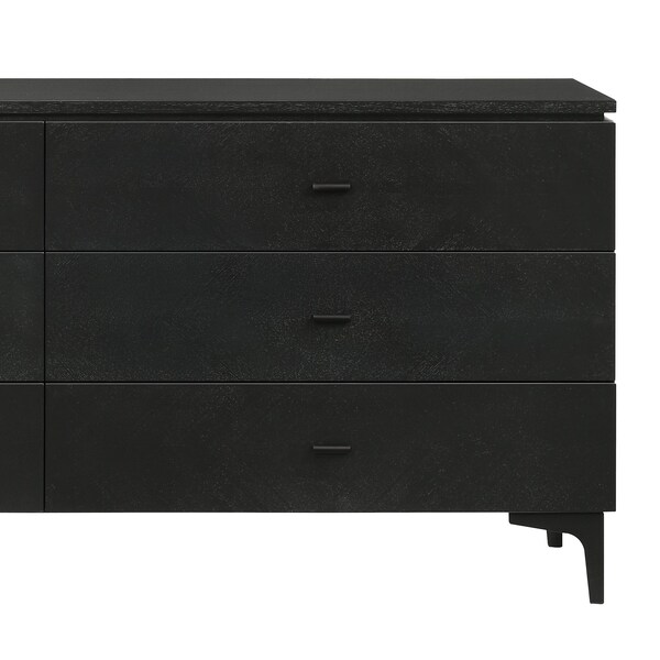 Armen Living Legend Black Glaze Ash Veneer 6 Drawer Dresser with Metal Legs - LCLEDRBL