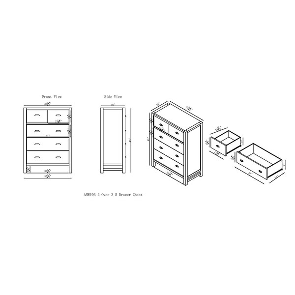 Alaterre Furniture Windsor 5-Drawer Chest of Drawers, Driftwood Gray - ANWI0332