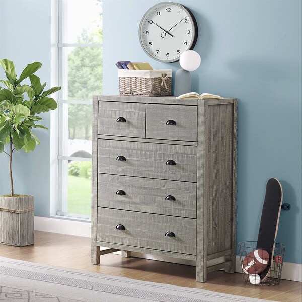 Alaterre Furniture Windsor 5-Drawer Chest of Drawers, Driftwood Gray - ANWI0332