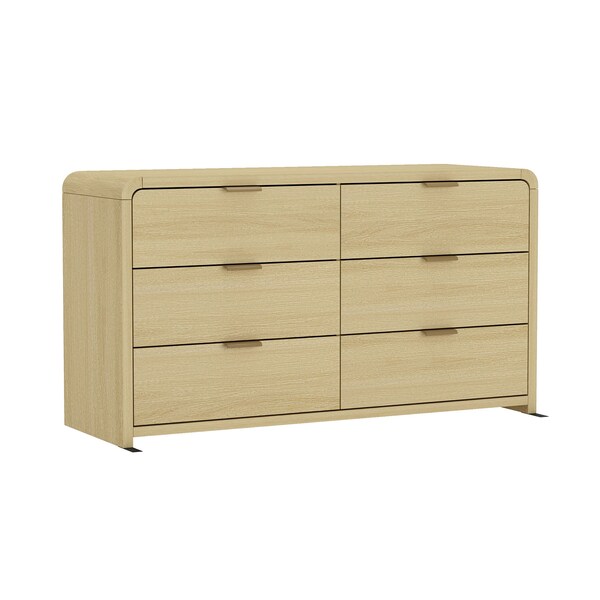 Manhattan Comfort Grace 60in Double Dresser in Natural Oak and Gold - DR009-GNO