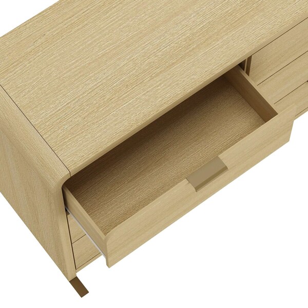 Manhattan Comfort Grace 60in Double Dresser in Natural Oak and Gold - DR009-GNO