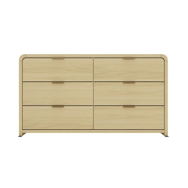 Manhattan Comfort Grace 60in Double Dresser in Natural Oak and Gold - DR009-GNO