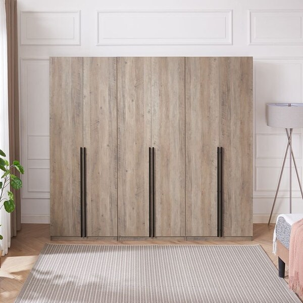 Manhattan Comfort Lee Wardrobe Closet 2.0 in Rustic Grey, 3PK - 3-WC002-GY