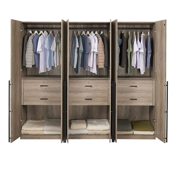 Manhattan Comfort Lee Wardrobe Closet 2.0 in Rustic Grey, 3PK - 3-WC002-GY