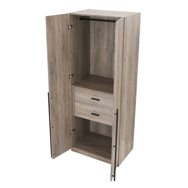 Manhattan Comfort Lee Wardrobe Closet 2.0 in Rustic Grey, 3PK - 3-WC002-GY