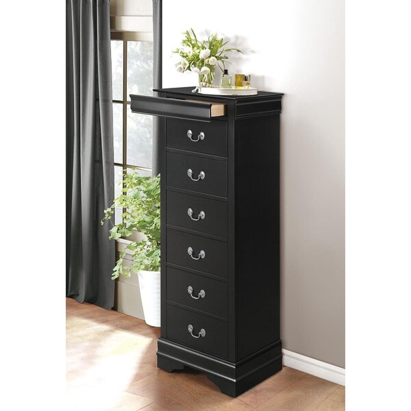 Home Elegance 56 x 15.75 x 21.5 in. Mayville Lingerie Chest with Hidden Drawer - Black - 2147BK-12