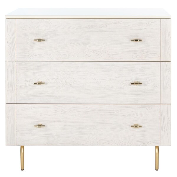 Safavieh Genevieve 3 Drawer Dressers, Cream & White Washed - DRS5000E