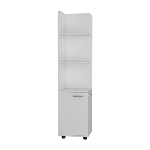 Tuhome Malibu Freestanding Linen Cabinet, 2-Doors, Open Shelves, White - MLB8979