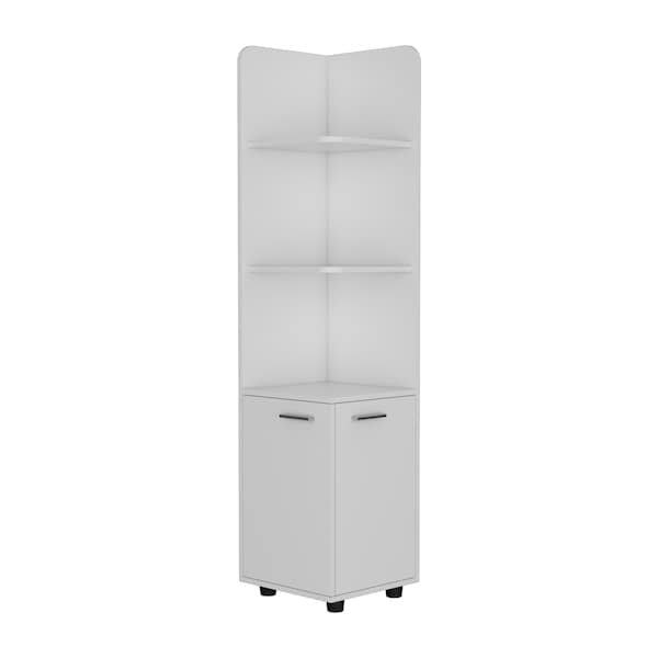Tuhome Malibu Freestanding Linen Cabinet, 2-Doors, Open Shelves, White - MLB8979