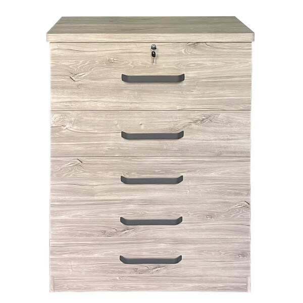 Better Home 15.25 x 31.5 x 47.5 in. Xia 5 Drawer Chest of Drawers - Gray Oak - 5970-XIA-GRY