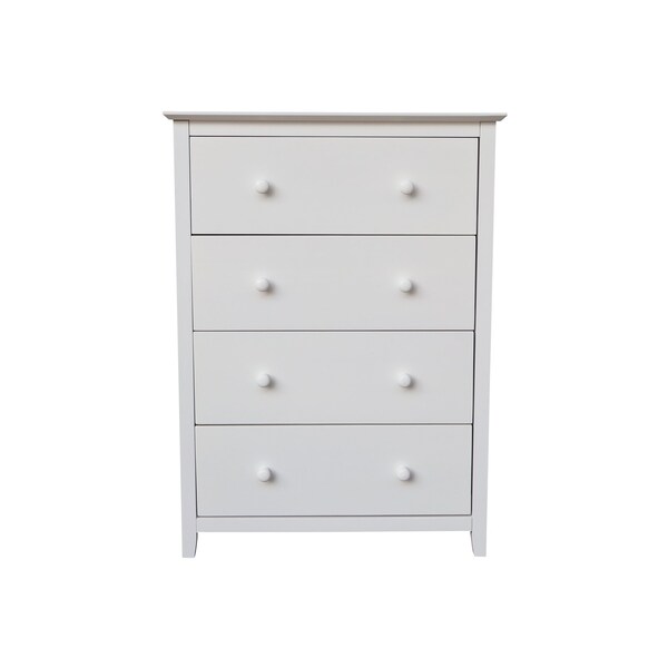 International Concepts Solid Wood Bedroom Dresser/Chest with 4 Drawers, White - BD08-8004