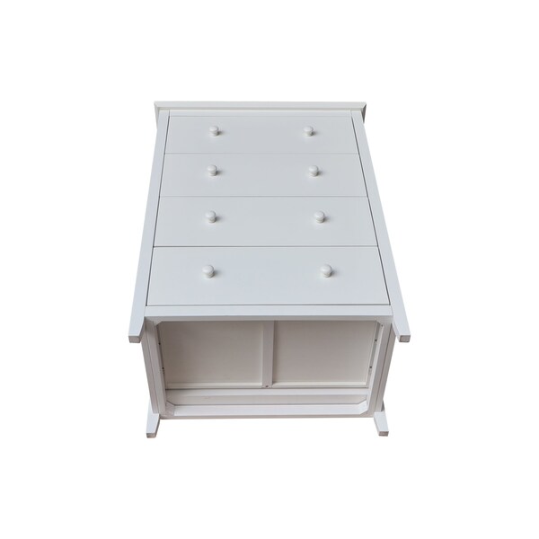 International Concepts Solid Wood Bedroom Dresser/Chest with 4 Drawers, White - BD08-8004