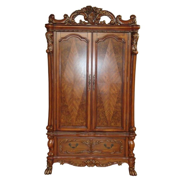 Homeroots 38 x 82 x 38 in. Cherry Oak Wood Poly Resin TV Armoire - 348167