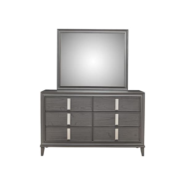 Alpine Furniture Lorraine 6 Drawer Dresser, Dark Grey - 8171-03