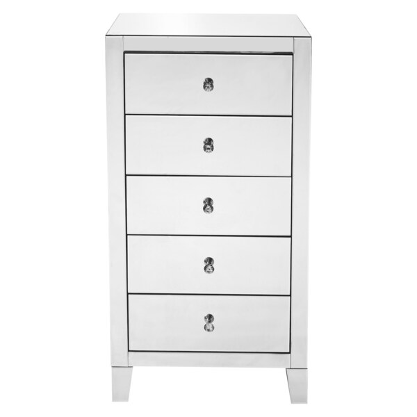 Elegant Decor 5 Drawer Chest 24 In X 18 In X 45 In.In Clear Mirror - MF6-1051
