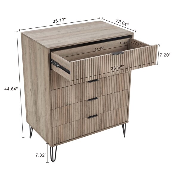 Manhattan Comfort 2-Piece DUMBO  5-Drawer Tall Dresser and DUMBO 10-Drawer Double Tall Dresser in Rustic Grey - 2-DB04-GY