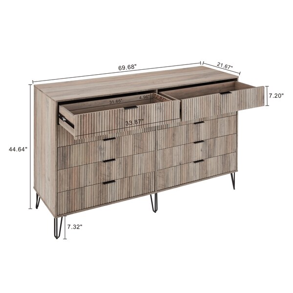 Manhattan Comfort 2-Piece DUMBO  5-Drawer Tall Dresser and DUMBO 10-Drawer Double Tall Dresser in Rustic Grey - 2-DB04-GY