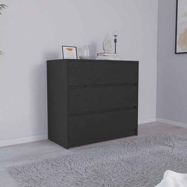 Tuhome Austin Three Drawer Dresser, Pull Out Mechanism-Black - CLW8959