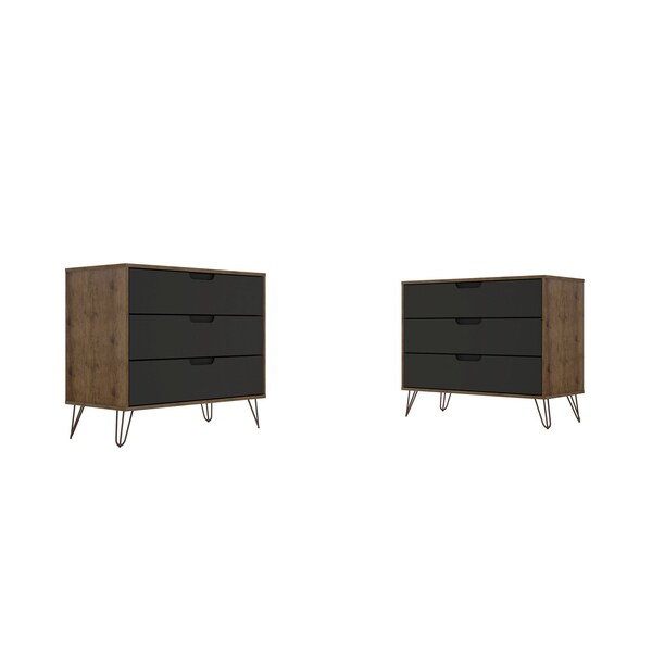 Manhattan Comfort Rockefeller Dresser in Nature and Textured Grey (Set of 2) - 2-103GMC7