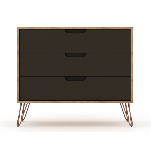 Manhattan Comfort Rockefeller Dresser in Nature and Textured Grey (Set of 2) - 2-103GMC7