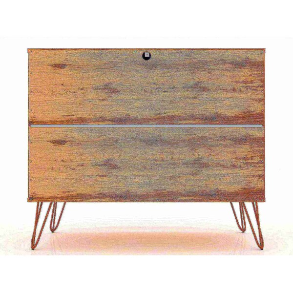 Manhattan Comfort Rockefeller Dresser in Nature and Textured Grey (Set of 2) - 2-103GMC7