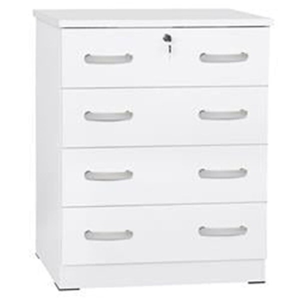 Better Home 39 x 29 x 16 in. Cindy 4 Drawer Chest Wooden Dresser with Lock, White - 616859964501
