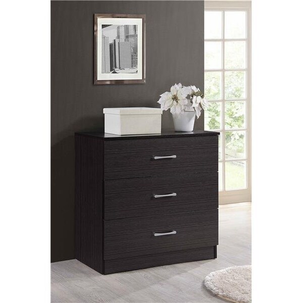 Hodedah Hodedah HI3DR CHOCOLATE 3-Drawer Chest - Chocolate - HI3DR CHOCOLATE