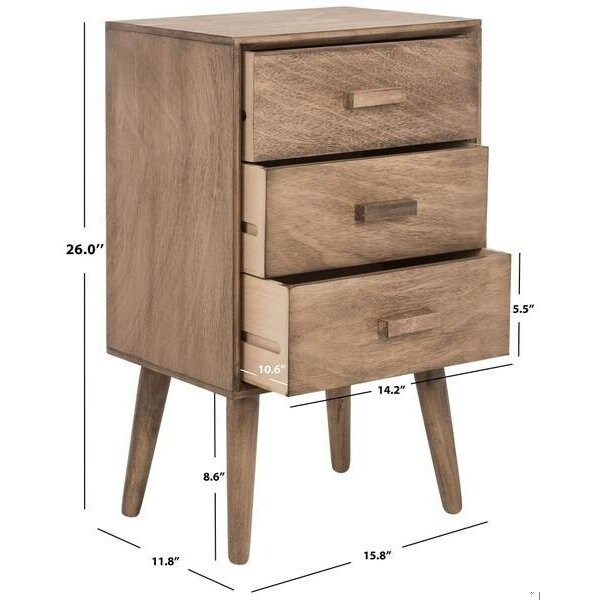 Safavieh 26.8 x 15.8 x 11.8 in. Pomona 3 Drawer Chest, Chocolate - CHS5700B