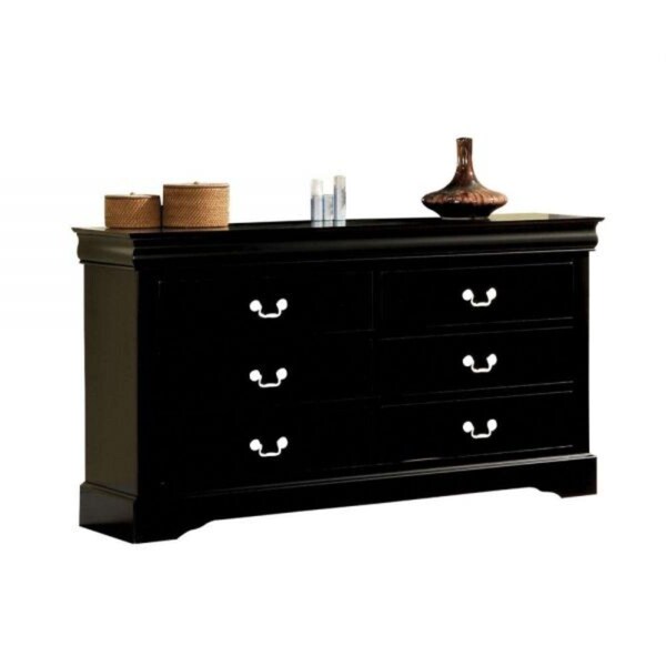 Gfancy Fixtures 34 x 60 x 18 in. Black Manufactured Wood Six Drawers Double Dresser - GF3711183