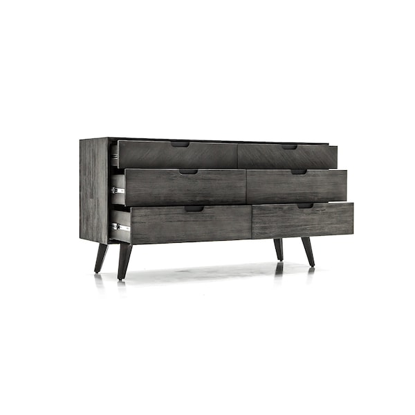 Armen Living Mohave Mid-Century Tundra Gray Acacia 6 Drawer Dresser - LCMODRTG