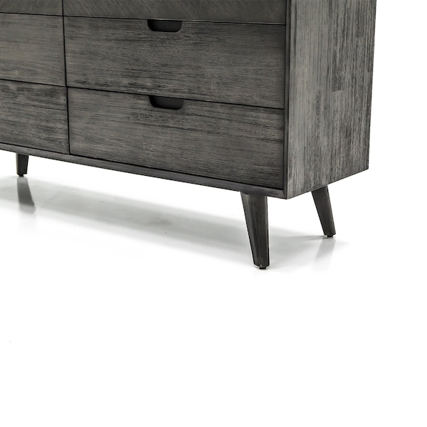 Armen Living Mohave Mid-Century Tundra Gray Acacia 6 Drawer Dresser - LCMODRTG
