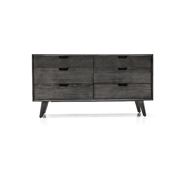 Armen Living Mohave Mid-Century Tundra Gray Acacia 6 Drawer Dresser - LCMODRTG