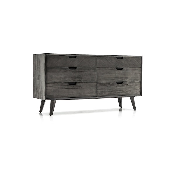 Armen Living Mohave Mid-Century Tundra Gray Acacia 6 Drawer Dresser - LCMODRTG