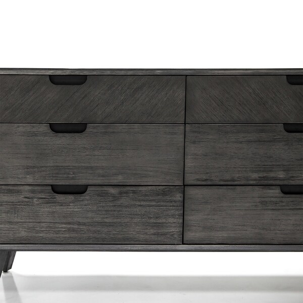 Armen Living Mohave Mid-Century Tundra Gray Acacia 6 Drawer Dresser - LCMODRTG